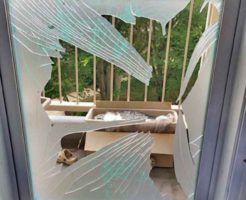 団地テラスドア硝子修理前